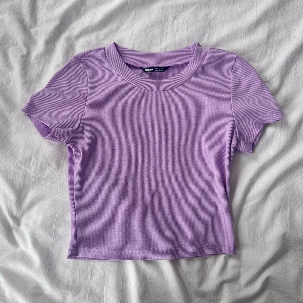 SHEIN Ribbed Baby Tee ~ Purple M